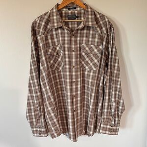Pendleton Frontier Plaid Pearl Snap Western Shirt long-sleeved button-up